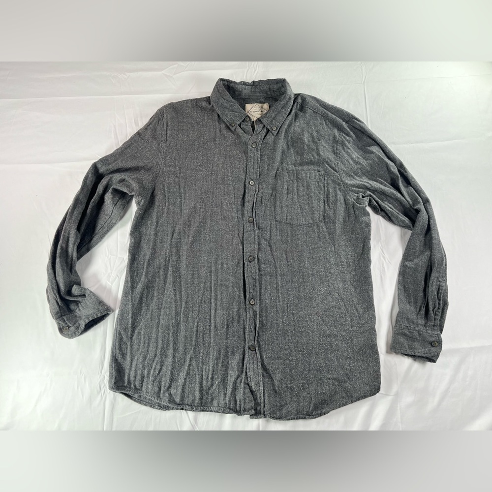 Men's Gray St. Johns Bay Super Soft Flannel Button Up Shirt Size Large